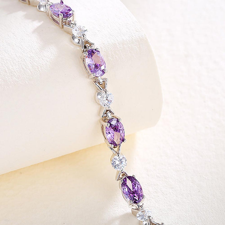 Oval Shaped Cut Purple Sterling Silver Bracelet