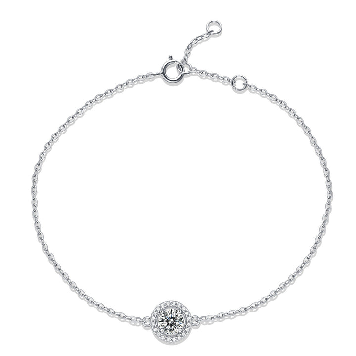 Round Shaped Cut Hollow Moissanite Sterling Silver Bracelet