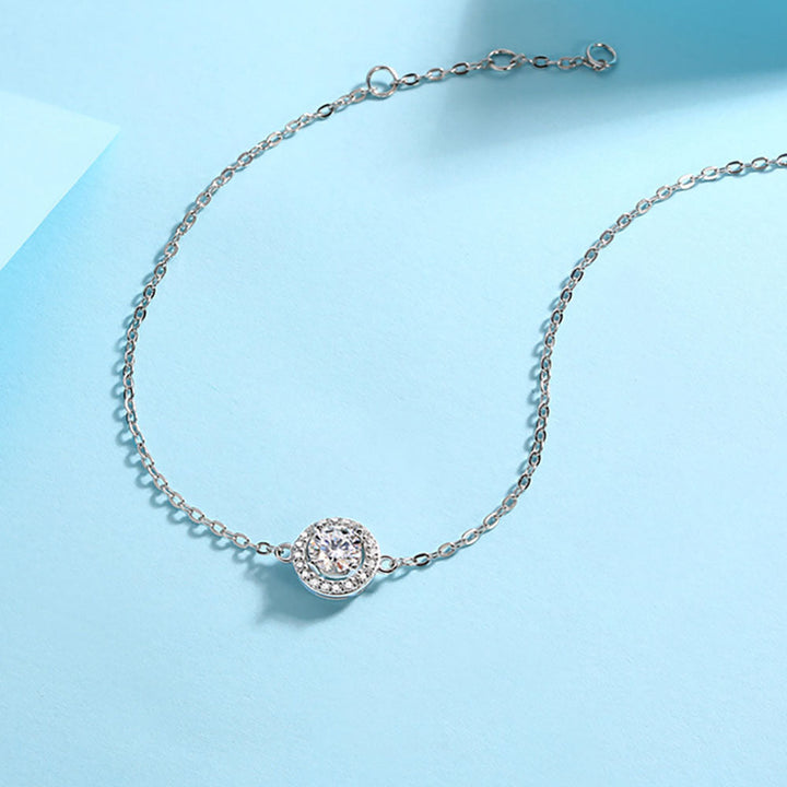 Round Shaped Cut Hollow Moissanite Sterling Silver Bracelet