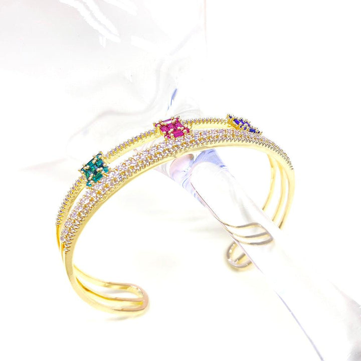 Color Hollow Design Double-layer Open Bracelet