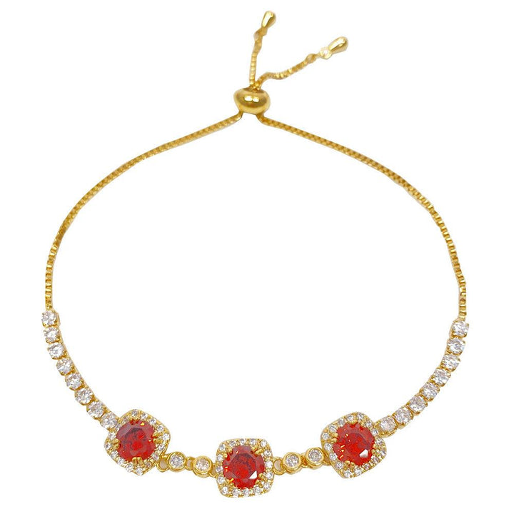 Garnet Red Round Shaped Cutting Bracelet