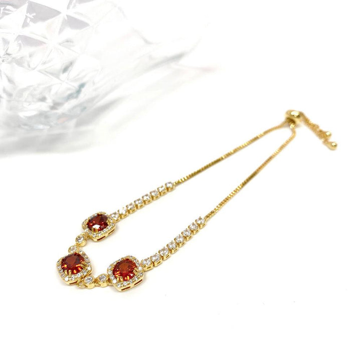 Garnet Red Round Shaped Cutting Bracelet