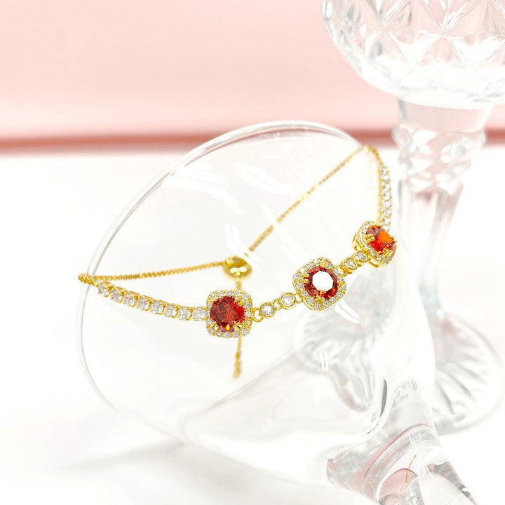 Garnet Red Round Shaped Cutting Bracelet