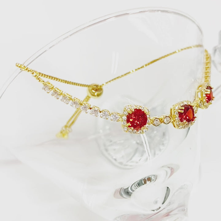 Garnet Red Round Shaped Cutting Bracelet