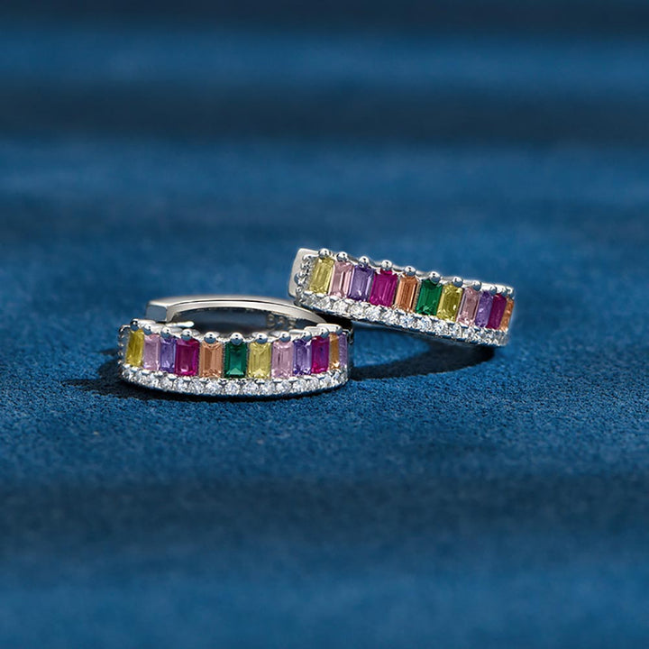 Radiant Shaped Cut Color Sterling Silver Earrings