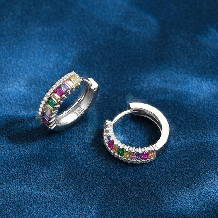 Radiant Shaped Cut Color Sterling Silver Earrings