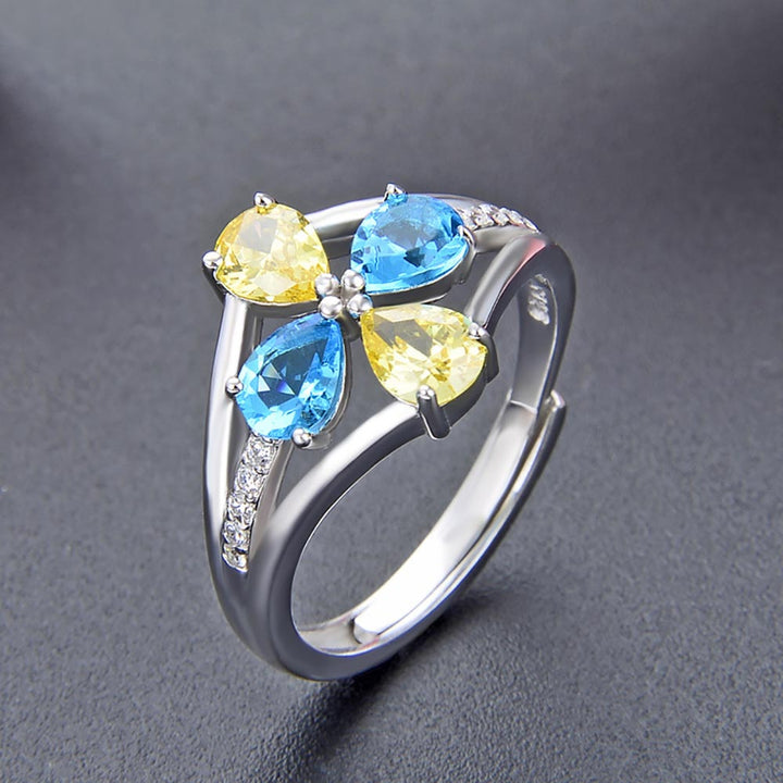 Pearl Shaped Cut Sterling Silver Open Ring