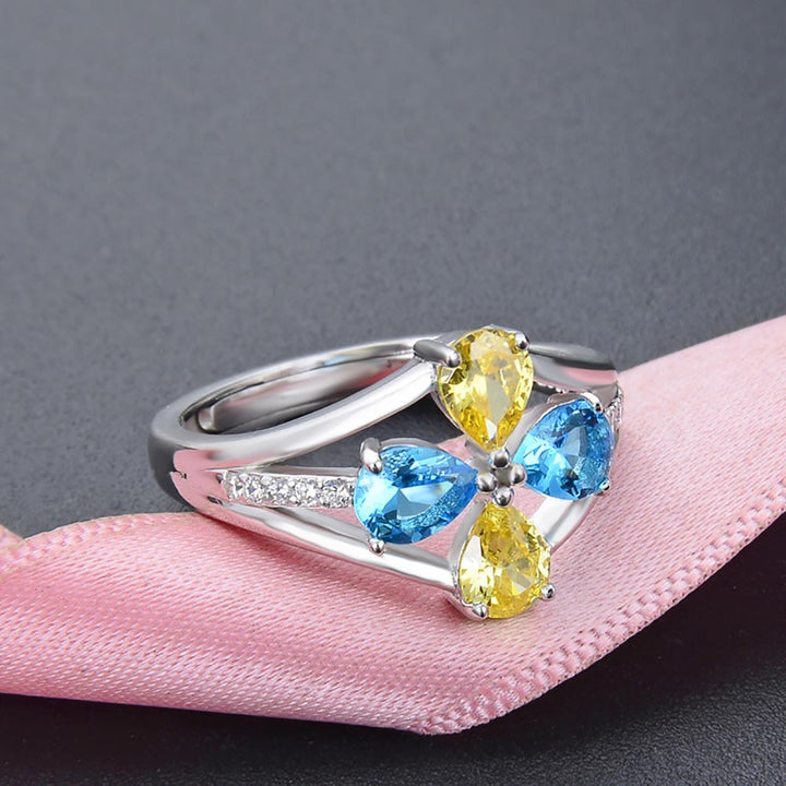 Pearl Shaped Cut Sterling Silver Open Ring