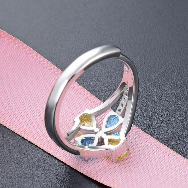 Pearl Shaped Cut Sterling Silver Open Ring