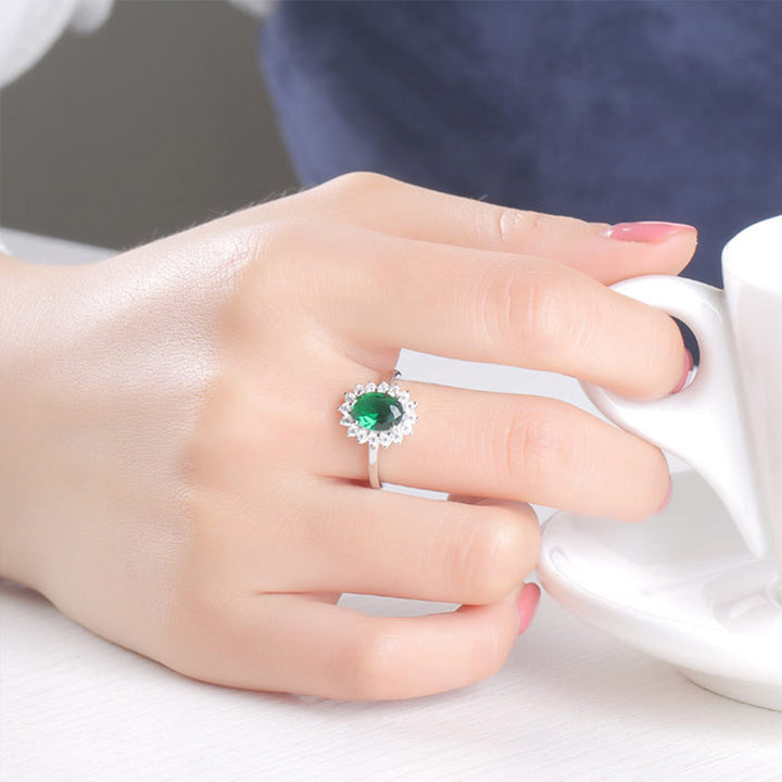 Oval Shaped Cut Sterling Silver Ring