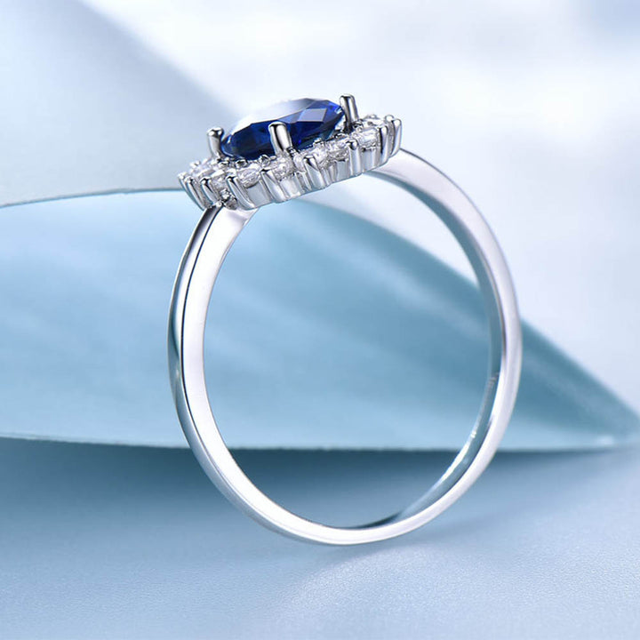 Oval Shaped Cut Sterling Silver Ring