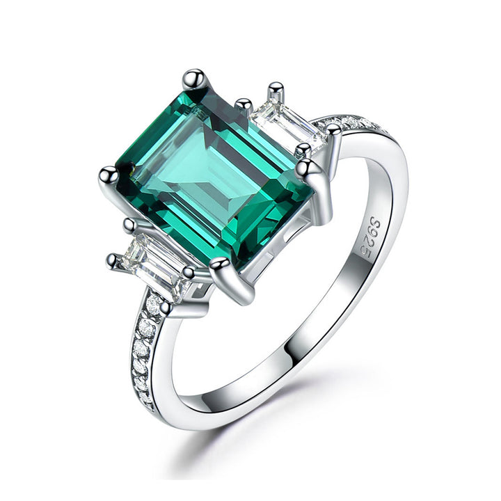 Cushion Cut Blue Sterling Silver Ring