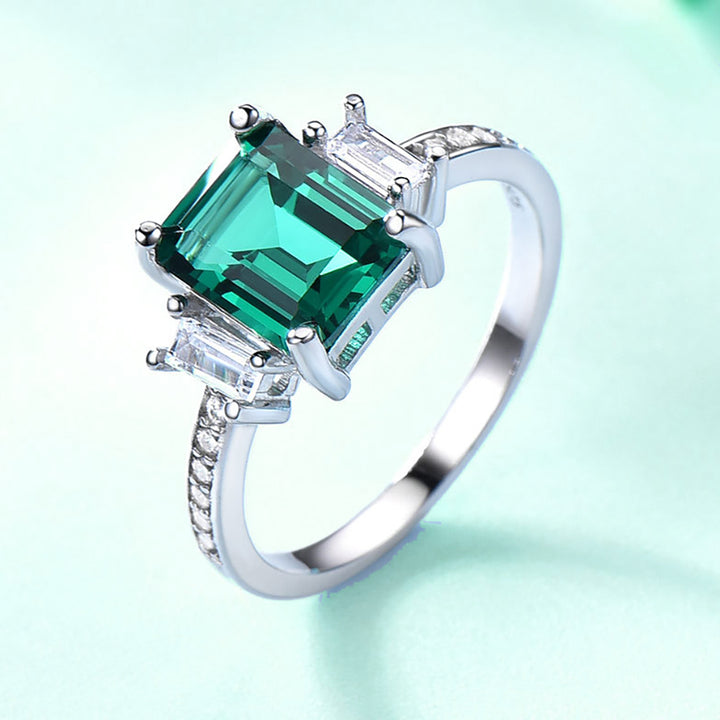 Cushion Cut Blue Sterling Silver Ring