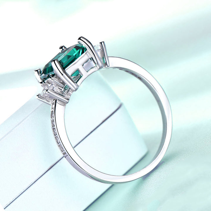 Cushion Cut Blue Sterling Silver Ring