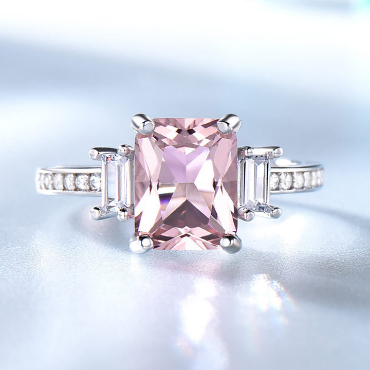 Cushion Cut Blue Sterling Silver Ring