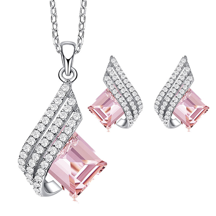 Emerald Shaped Cut Sterling Silver Two Piece Set