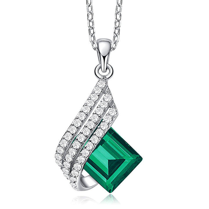 Emerald Shaped Cut Sterling Silver Two Piece Set