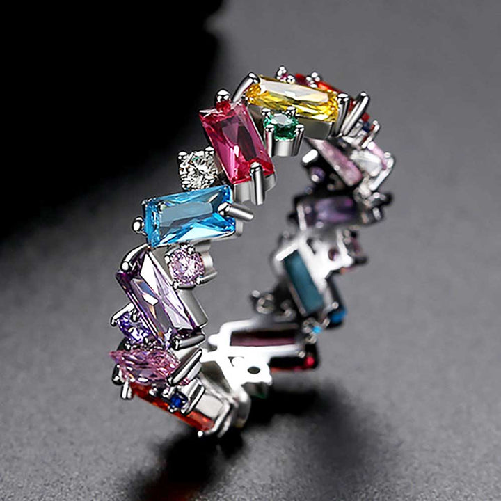 Radiant Shaped Cut Color Irregular Inlay Ring