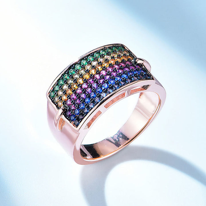 Round Shaped Cut Color Sterling Silver Ring