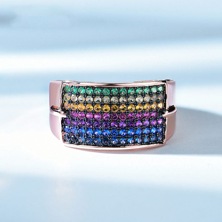 Round Shaped Cut Color Sterling Silver Ring