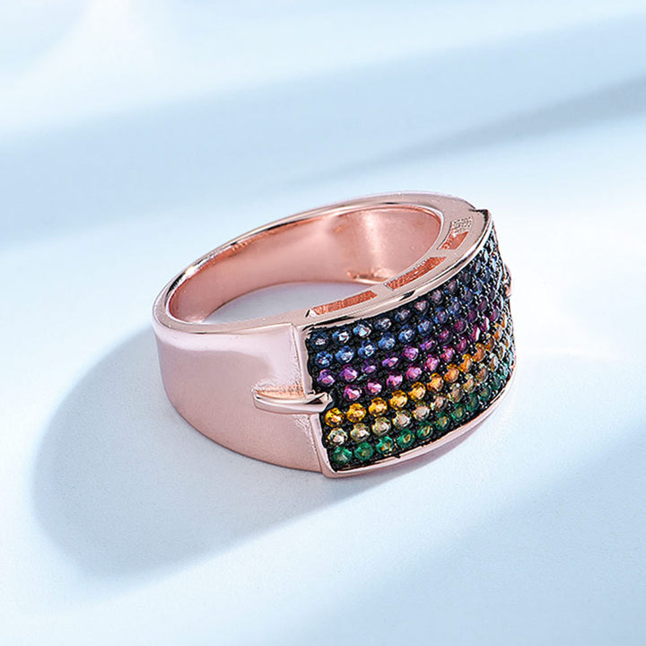 Round Shaped Cut Color Sterling Silver Ring