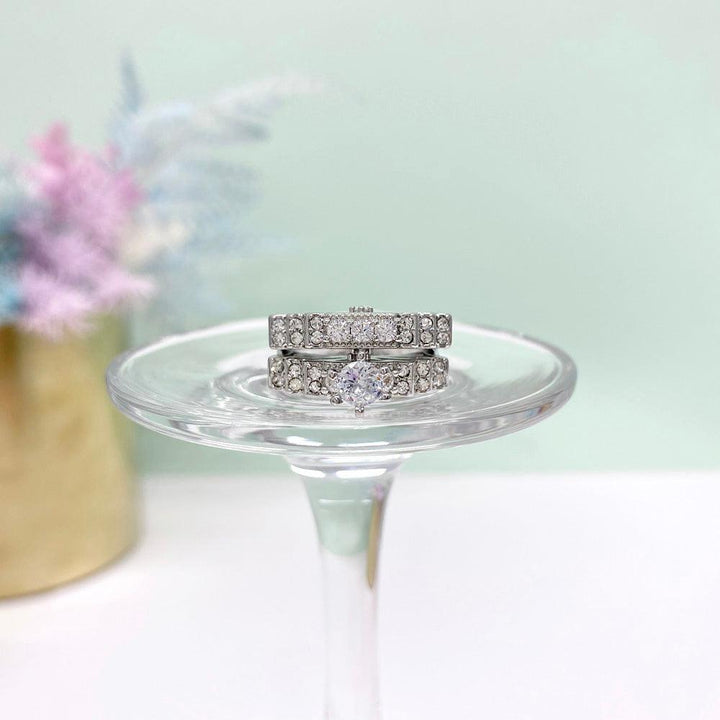 طقم خاتم مكون من قطعتين بطبقة تاج