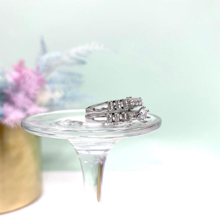 طقم خاتم مكون من قطعتين بطبقة تاج