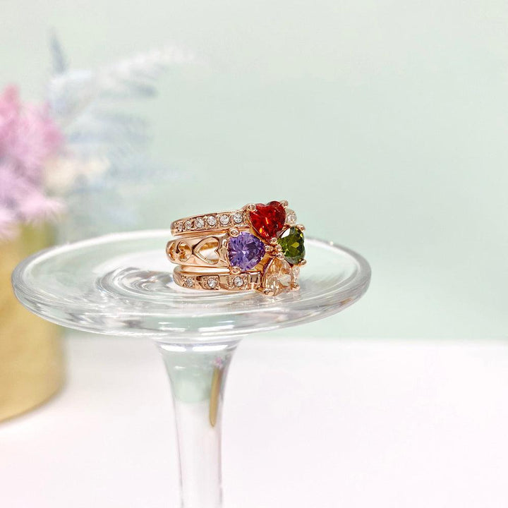 Lucky Clover Love Gem Separable Three Piece Ring Set