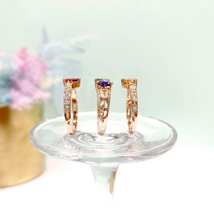 Lucky Clover Love Gem Separable Three Piece Ring Set