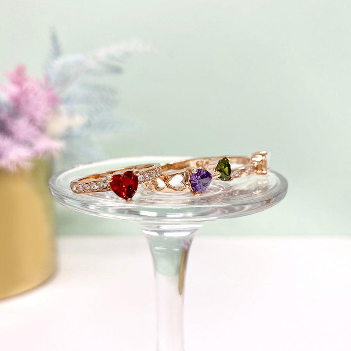 Lucky Clover Love Gem Separable Three Piece Ring Set