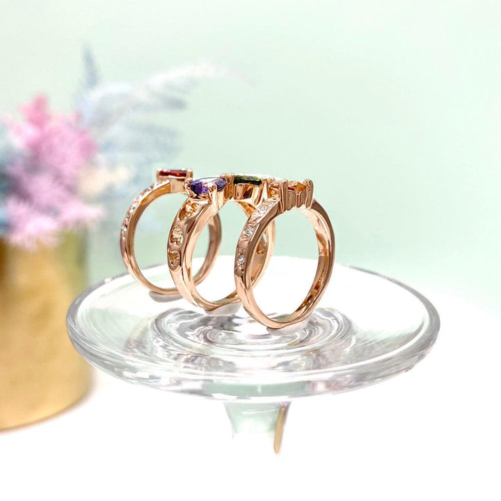 Lucky Clover Love Gem Separable Three Piece Ring Set