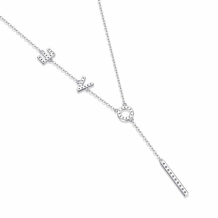 Round Shaped Cut Moissanite Letter Sterling Silver Necklace
