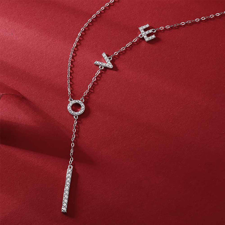 Round Shaped Cut Moissanite Letter Sterling Silver Necklace