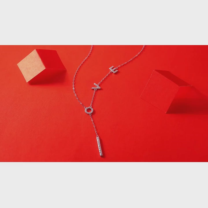 Round Shaped Cut Moissanite Letter Sterling Silver Necklace