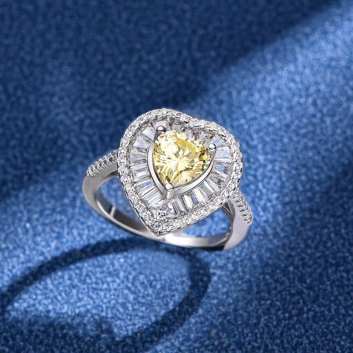 Heart Shaped Cut Yellow Sterling Silver Three Piece Set