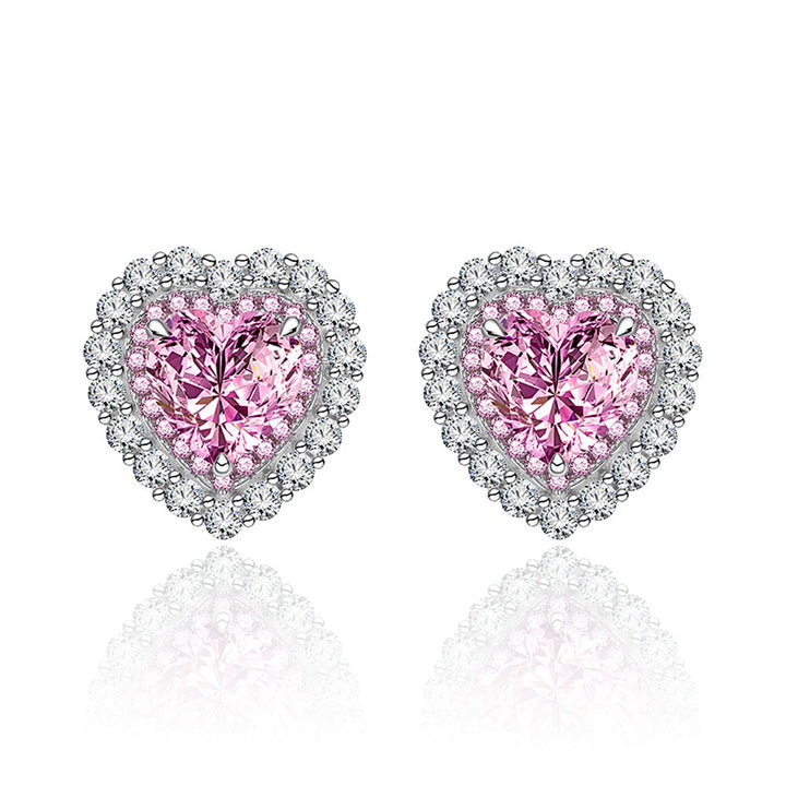 Heart Shaped Cut Pink Sterling Silver Three Piece Set