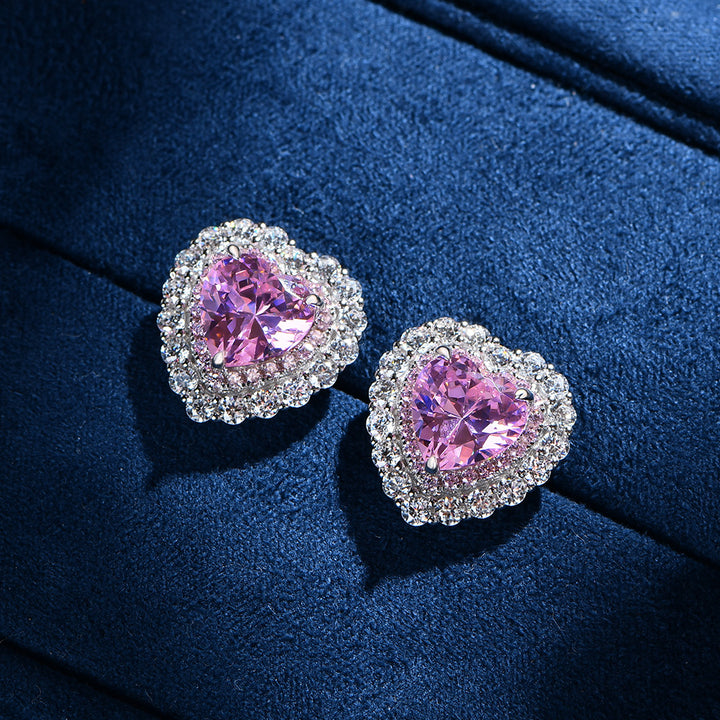 Heart Shaped Cut Pink Sterling Silver Three Piece Set