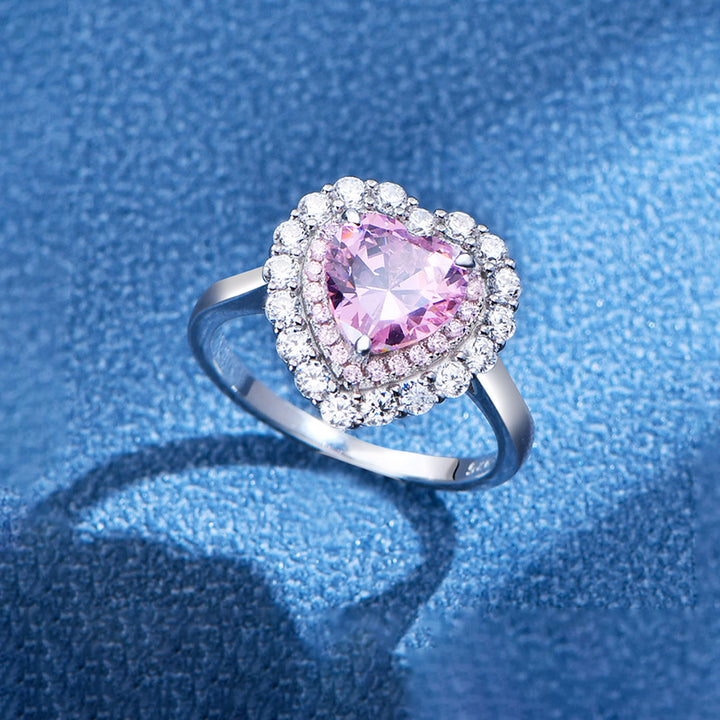 Heart Shaped Cut Pink Sterling Silver Three Piece Set