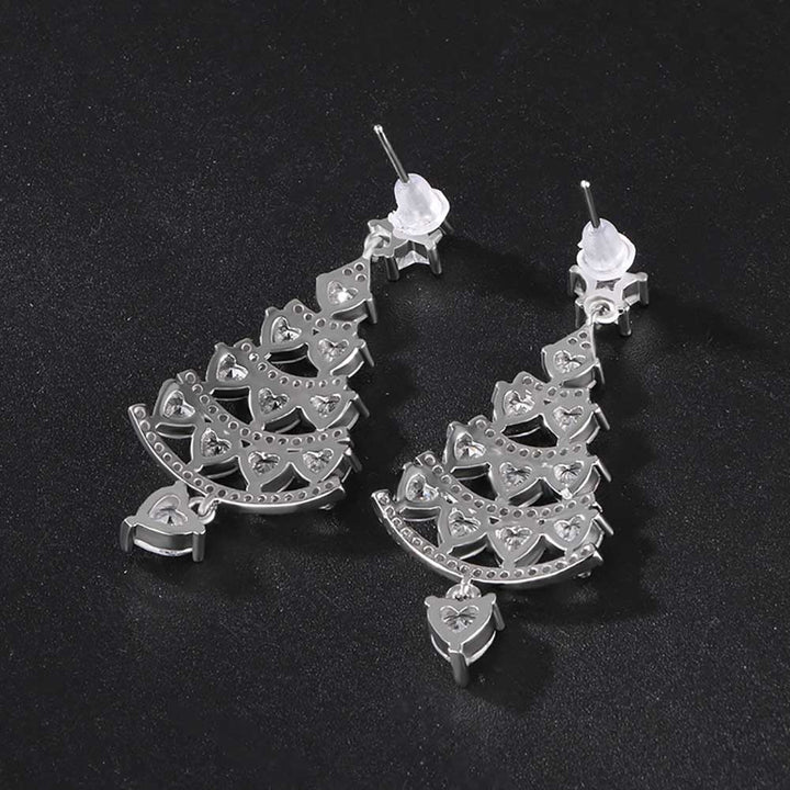 Heart Shaped Cut Christmas Tree Design Sterling Silver Earrings