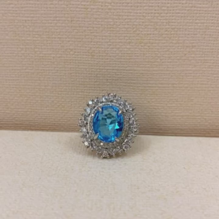 Aquamarine Oval Cutting Rings