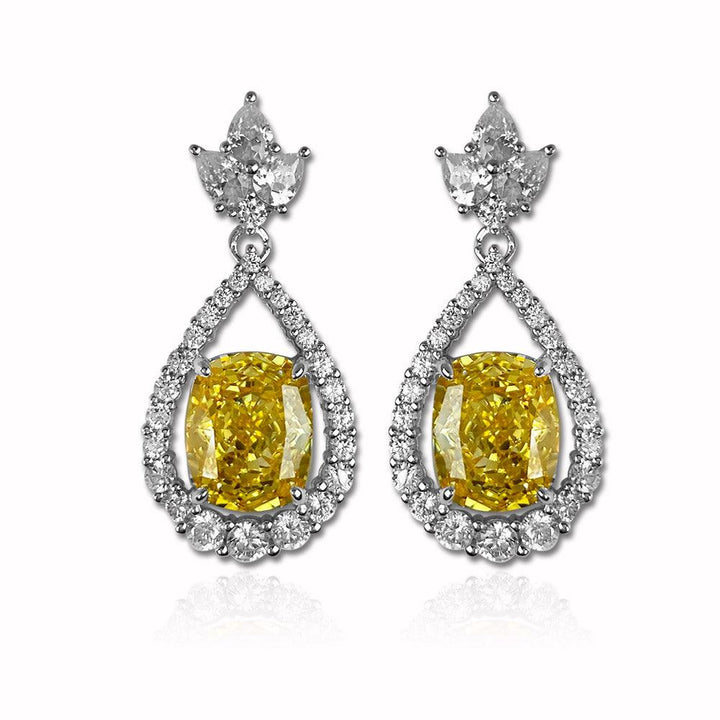 Cushion Shaped Cut Gem Necklace Earring Ring Three Piece Set