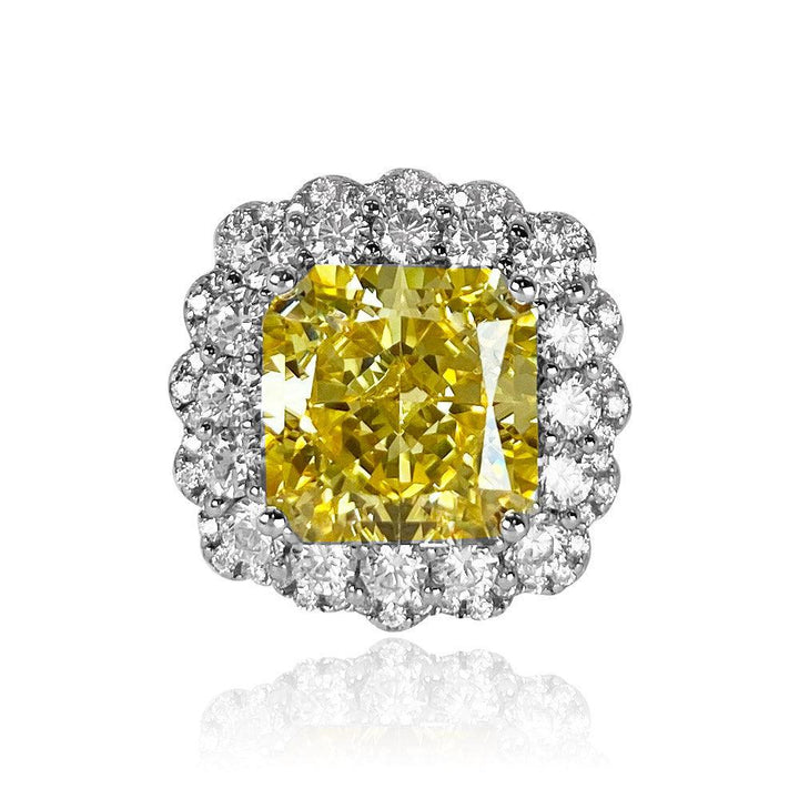 Cushion Shaped Cut Gem Necklace Earring Ring Three Piece Set