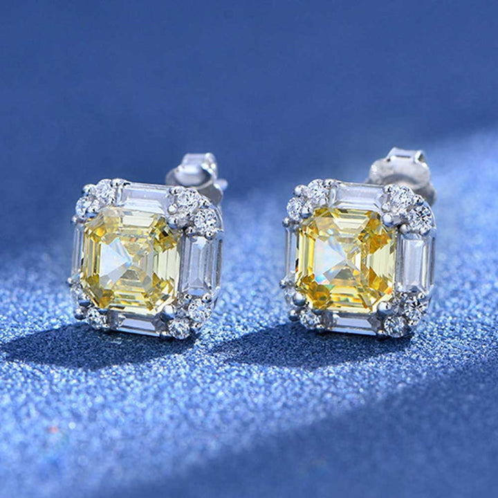 Asscher Shaped Cut Light Yellow Sterling Silver Three Piece Set
