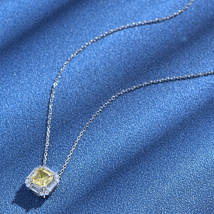 Asscher Shaped Cut Light Yellow Sterling Silver Three Piece Set