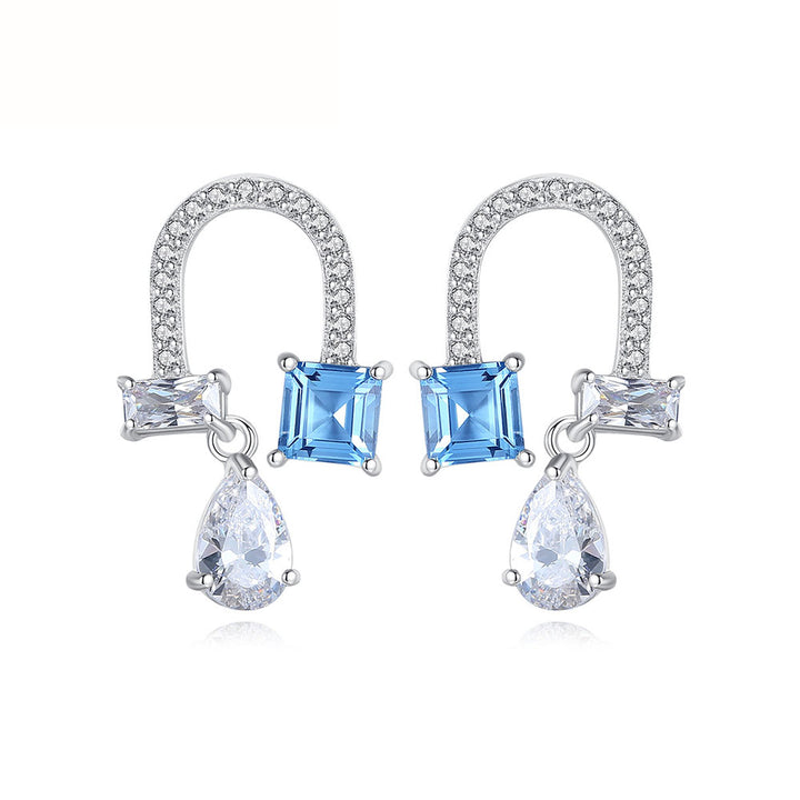 U-cut Blue Sterling Silver Two-piece Set