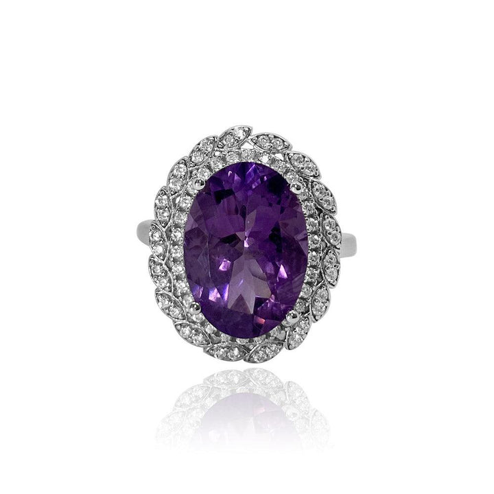 Oval Shaped Cut Purple Necklace Ring Two Piece Set