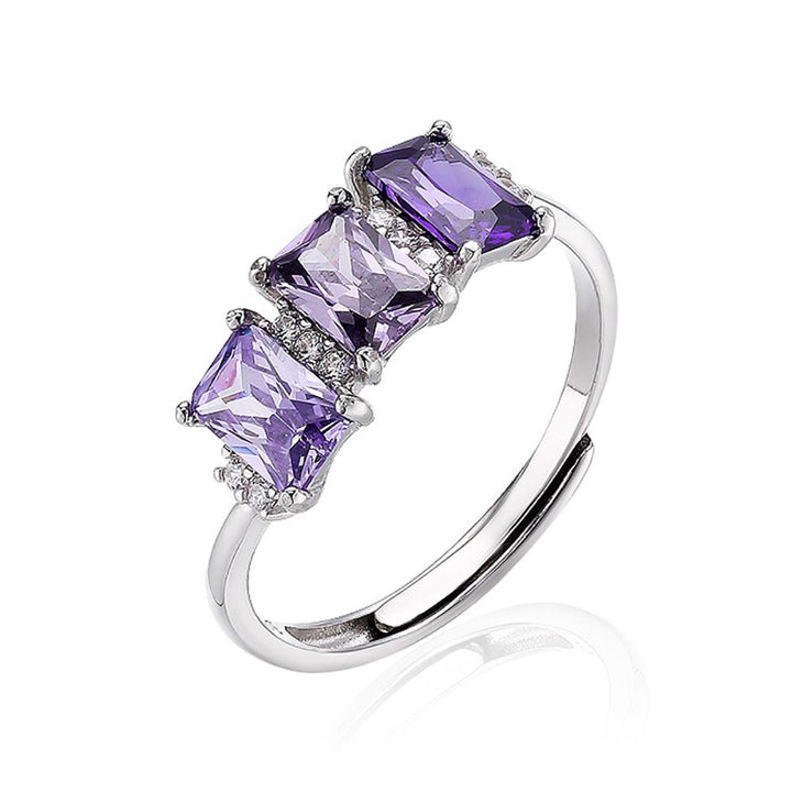 Radiant Shaped Cut Sterling Silver Open Ring