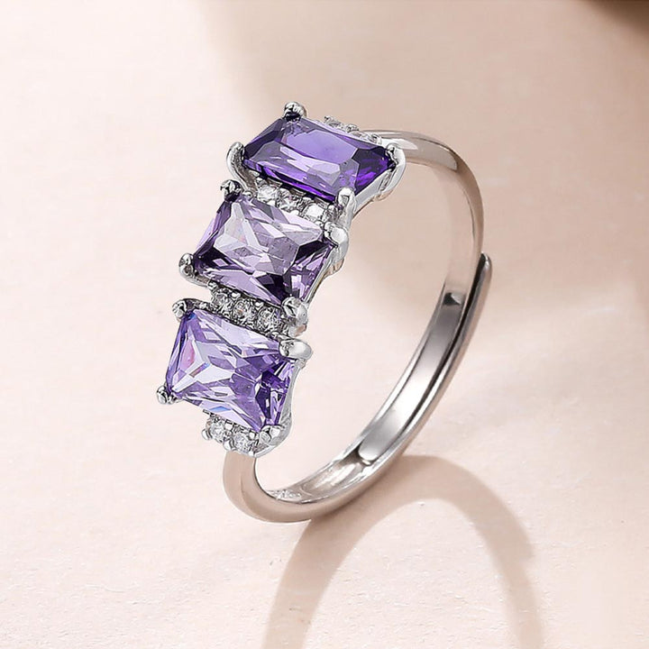 Radiant Shaped Cut Sterling Silver Open Ring