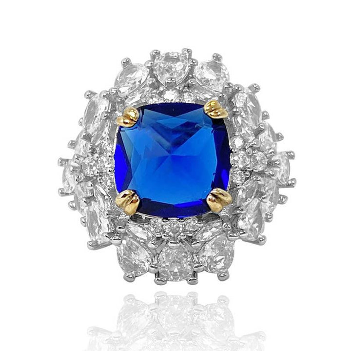 Sugar-loaf Cut Sapphire Open Ring