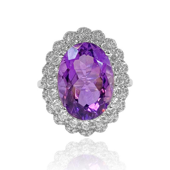 Oval Shaped Cut Purple Open Ring